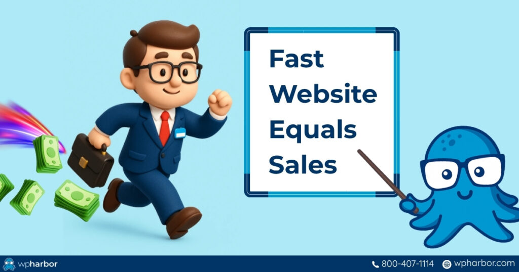 Salesman rushes toward fast WordPress hosting for more sales