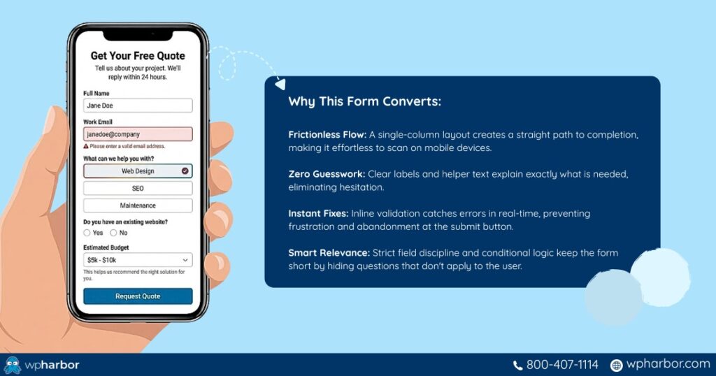 Example of an effective form using Gravity Forms with explanation