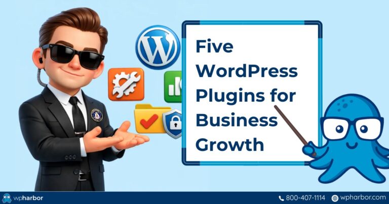 Growth hacking WordPress Plugins shown by a cool businessman
