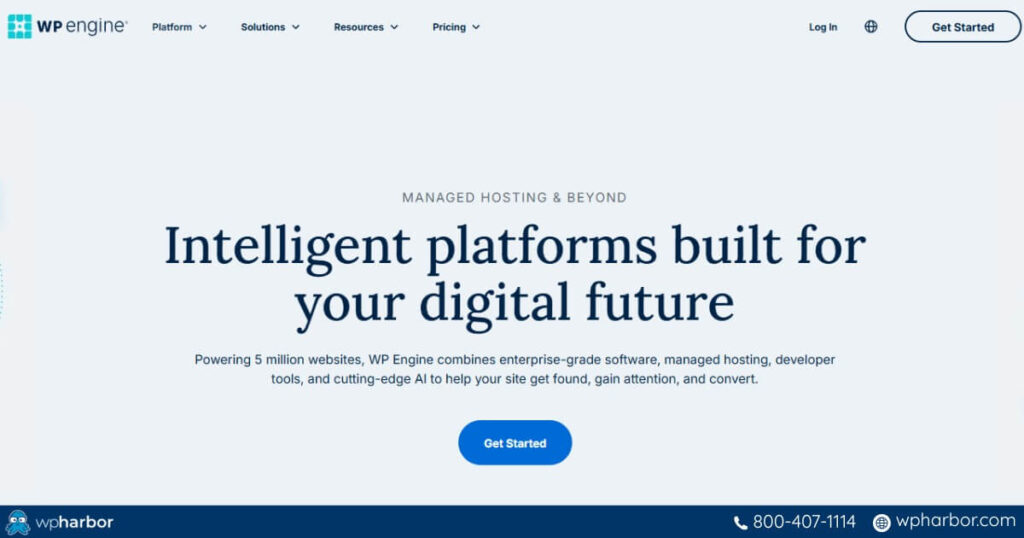 Hero section's screenshot of WP Engine